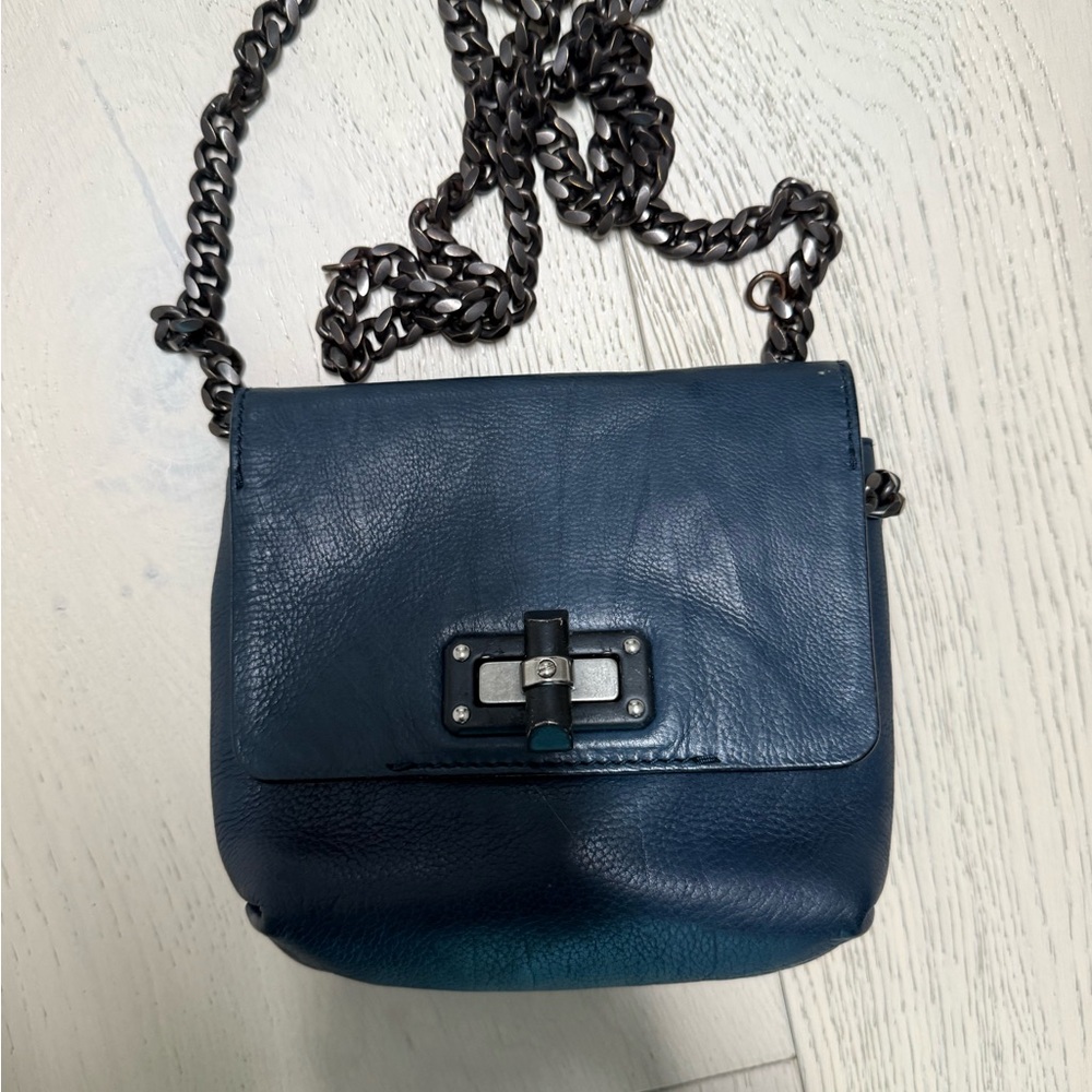 LANVIN - Blue Leather Crossbody Bag